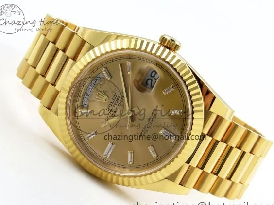 MiroTime 0105 WrinkleFree DayDate 40 228238 ARF 904L Steel YG Crystal Diamonds Bezel on President Bracelet VR 1550